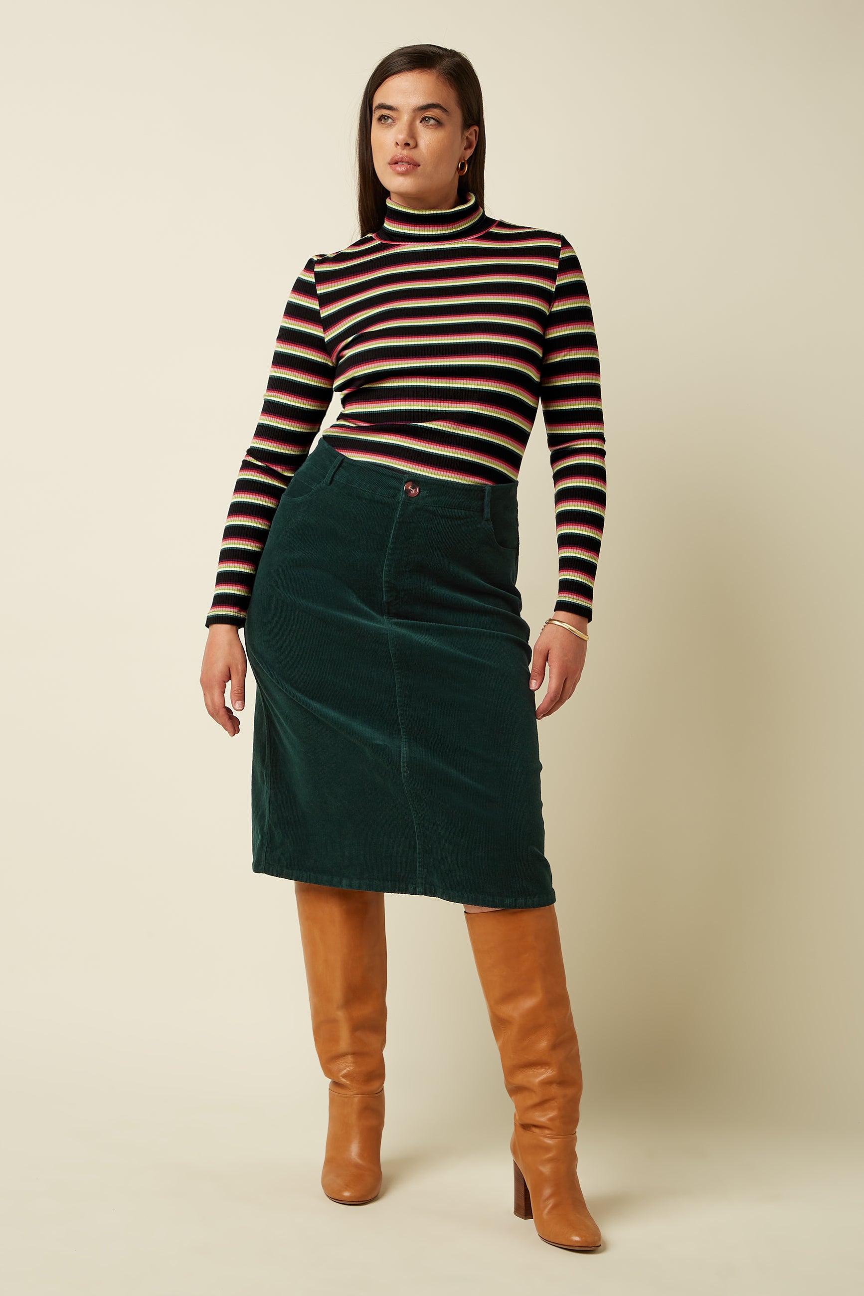 Rollneck Top Lottie Stripe - Imperial Purple