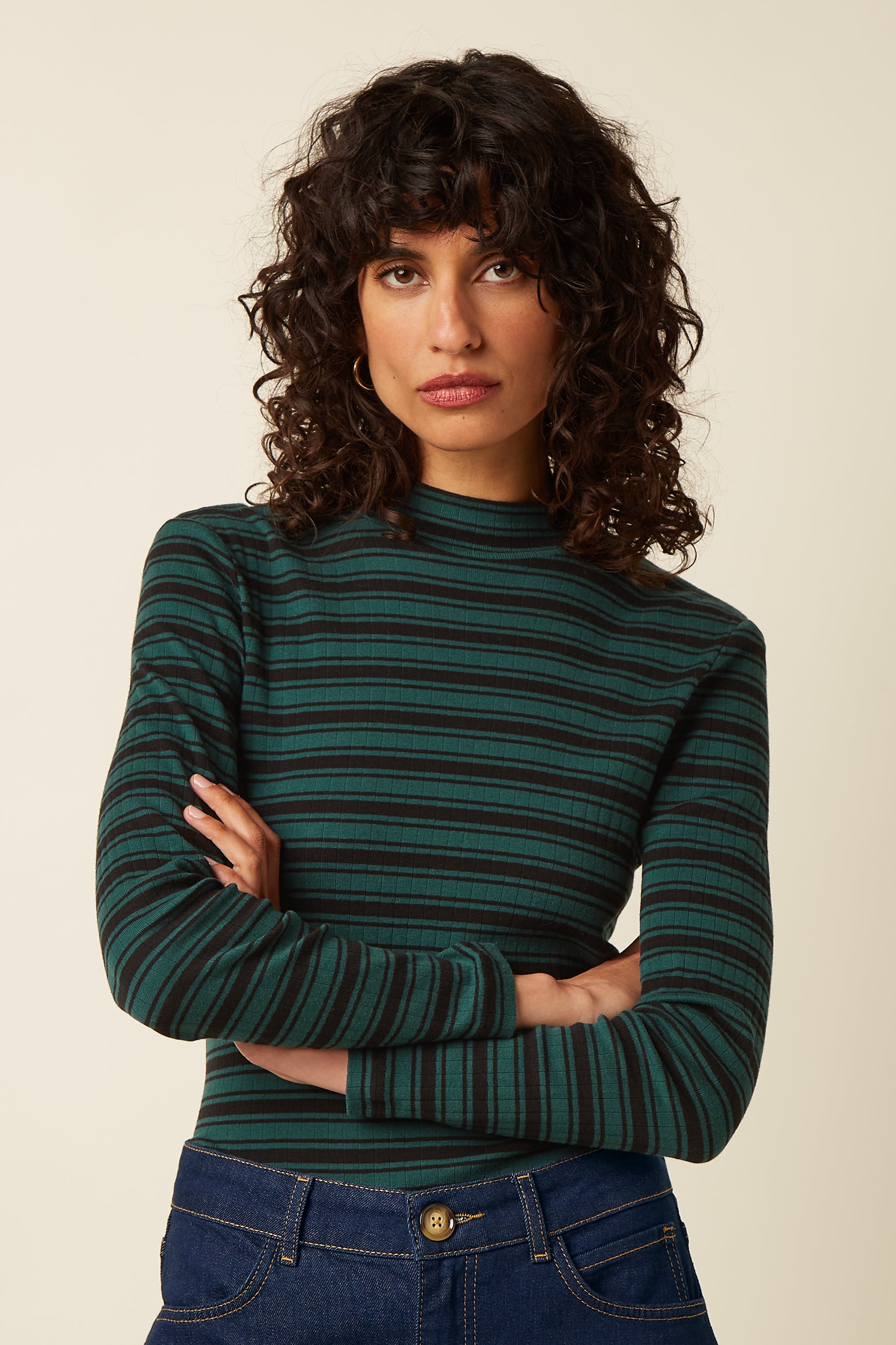 Turtle Top Rae Stripe - Botanical Green