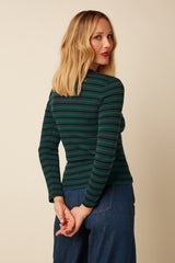 Helen Top Rae Stripe - Botanical Green