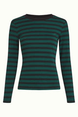Helen Top Rae Stripe - Botanical Green