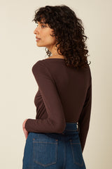 Marina Top Uni Rib - Chocolate