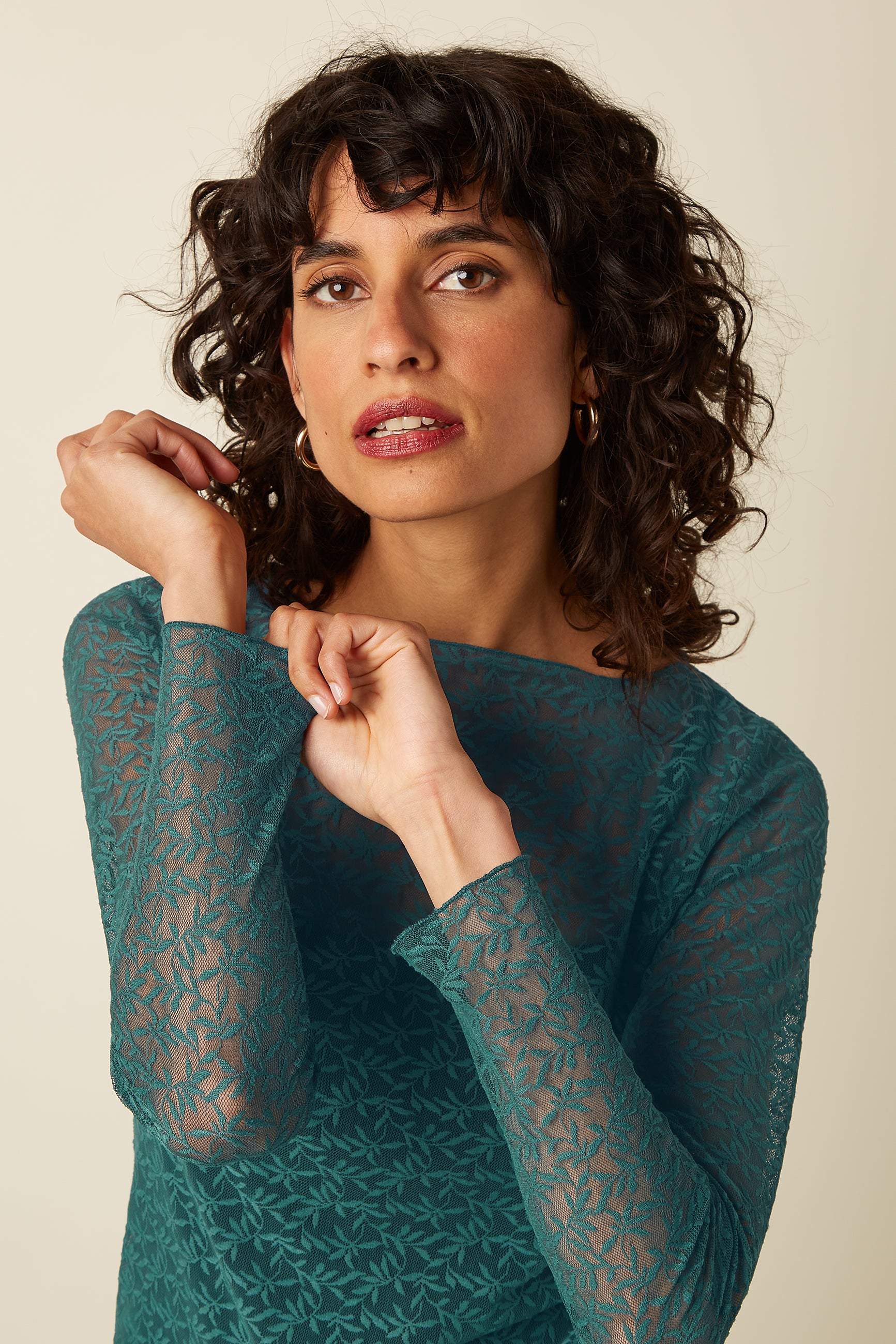 Ria Top Stretch Lace - Dragonfly Green