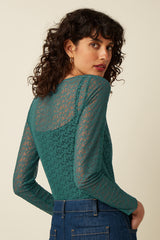 Ria Top Stretch Lace - Dragonfly Green