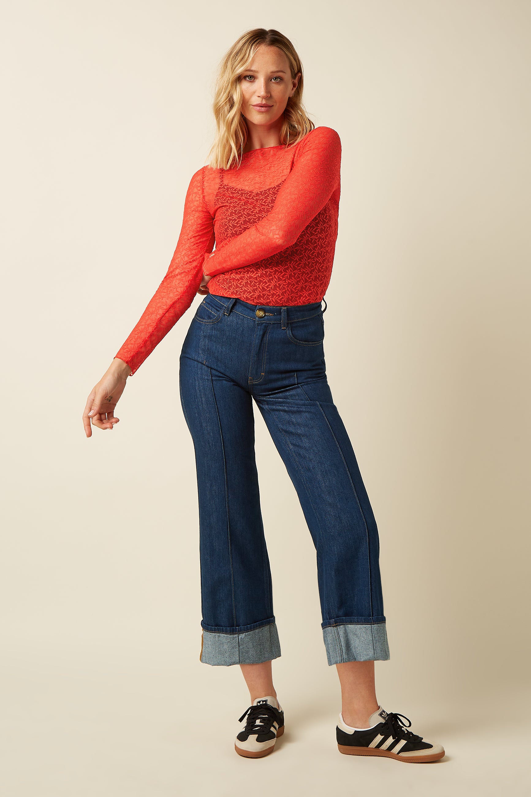 Ria Top Stretch Lace - Fire Red