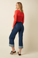 Ria Top Stretch Lace - Fire Red