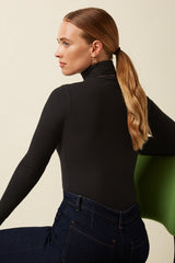 Rollneck Top Uni Rib - Black